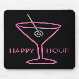 Martini för Retro neon lycklig timme Mousepad Musmatta