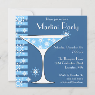 Martini för vintercocktailpartySnowflake inbjudan