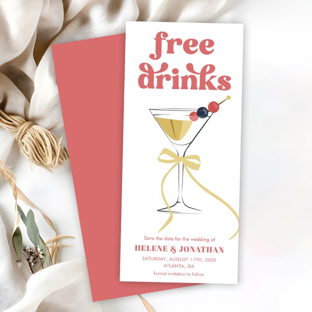 Martini Free Drinks Elegant bröllop Spara datum (Martini Free Drinks Elegant Wedding Save The Date)