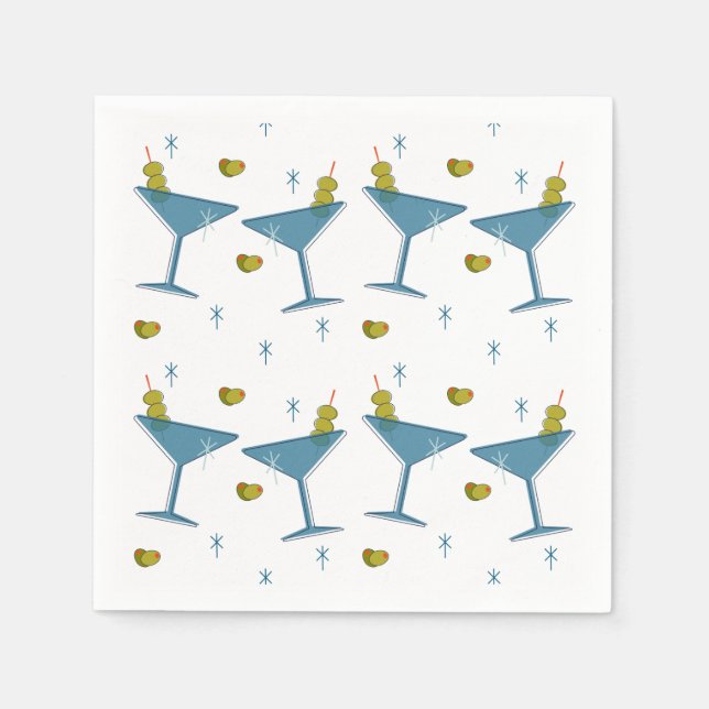 Martini Galenhet Retro Mid-Century Cocktail Napkin Pappersservett (Framsidan)
