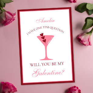 Martini Galentine's Day Aesthetic Red and Rosa Kort