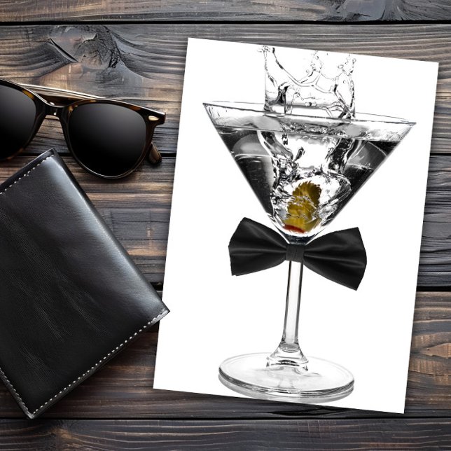 Martini-glas avser valfri numerisk Födelsedagsfest Inbjudningar (Martini invitation with bow tie and occasion invitation. All text can be changed as needed.)