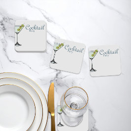 Martini Glas Cocktailparty Coasters Underlägg Papper Kvadrat