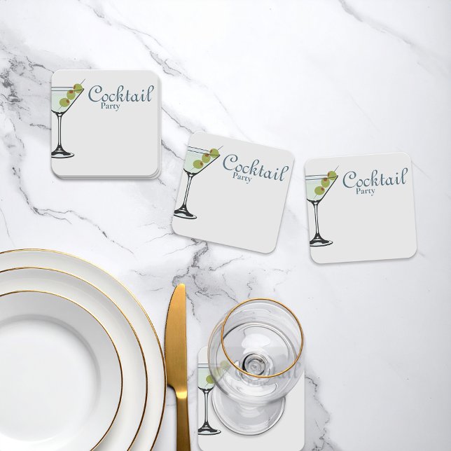 Martini Glas Cocktailparty Coasters Underlägg Papper Kvadrat (Skapare uppladdad)