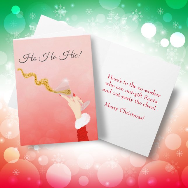 Martini Glas som Spiller Julglitter Kollega Kort (Festive Co-worker Card: Cheers to Laughter and Merry Celebrations!)