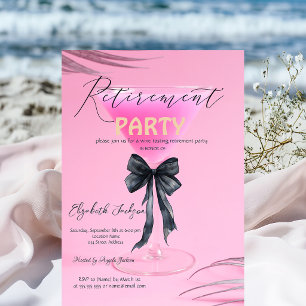 Martini Glas Svart Slinga Palm Rosa Pensionärsfest Inbjudningar