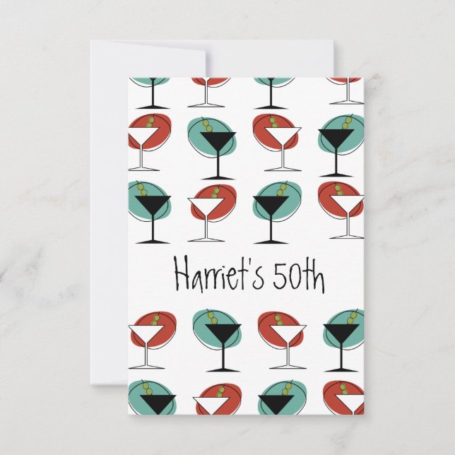 Martini-glasets designfödelsedag eller festinbjuda (Framsida)