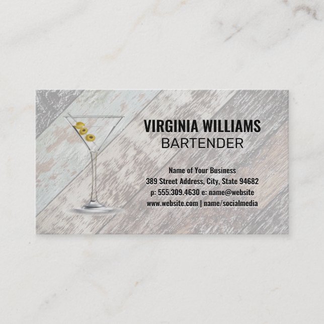 Martini Glass | Bakgrund till träskivor Visitkort (Framsida)