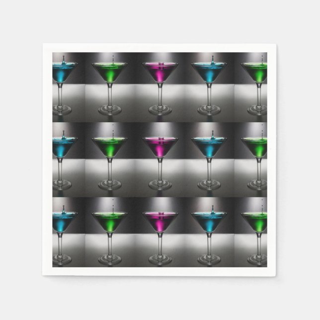 Martini Glass Cocktail Party Napkins Pappersservett (Framsidan)