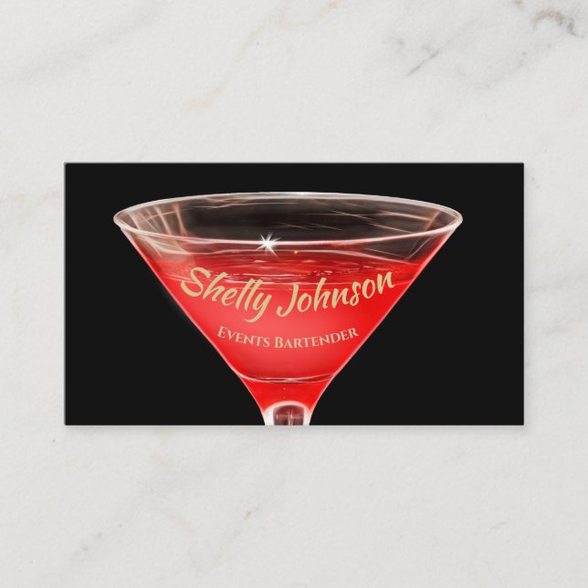 Martini Glass Events Bartender Visitkort (Framsida)
