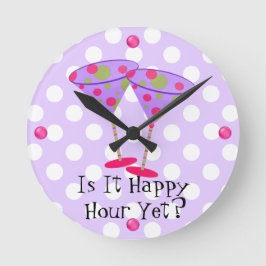 Martini Glass Lycklig Hour Wall Clock Rund Klocka