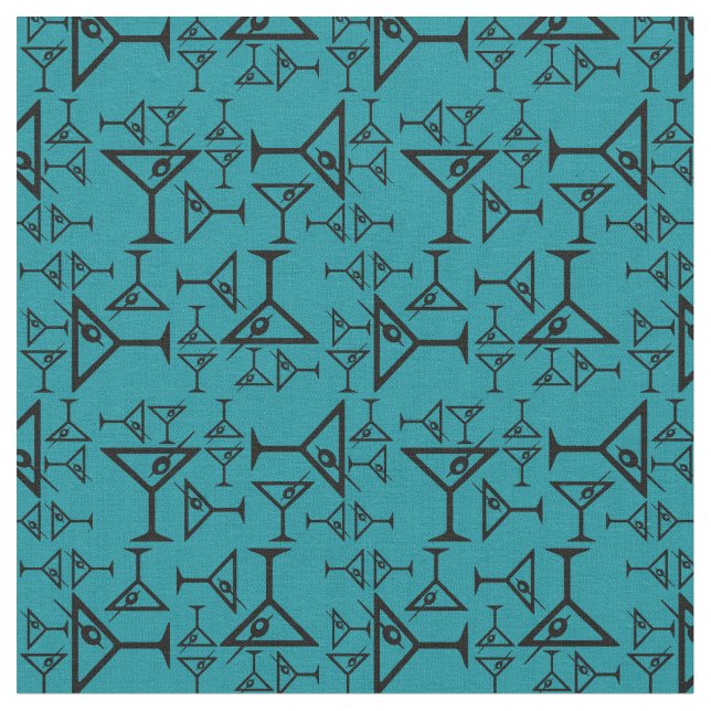 Martini Glass Retro Cocktail Fabric ANPASSNINGSBAR Tyg (Närbild)
