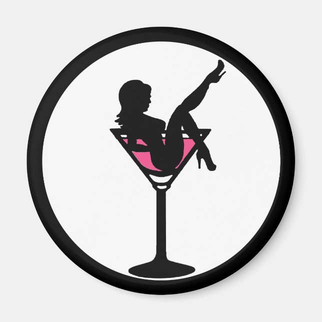 Martini glass silhouette enkel magnet (Framsidan)