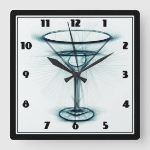Martini Glass Sketch Fyrkantig Klocka
