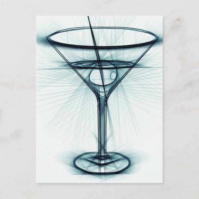 Martini Glass Sketch Vykort (Framsida)