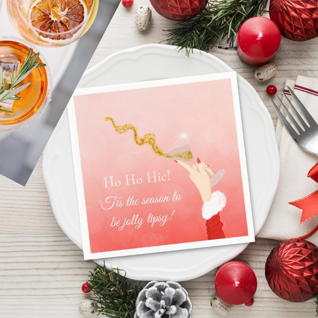 Martini Glass Spilling jul Glitter Party Pappersservett (Napkin: Customize and Embrace the Festive Merriment with Vibrant Martinis!)