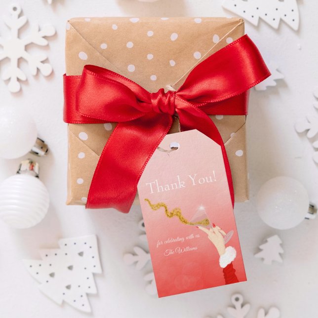 Martini Glass Spilling jul Glitter Party Presentetikett (Skapare uppladdad)