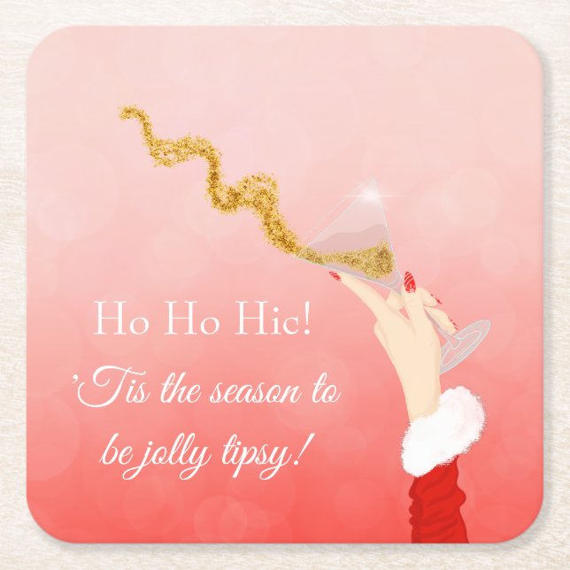 Martini Glass Spilling jul Glitter Party Underlägg Papper Kvadrat (Framsidan)