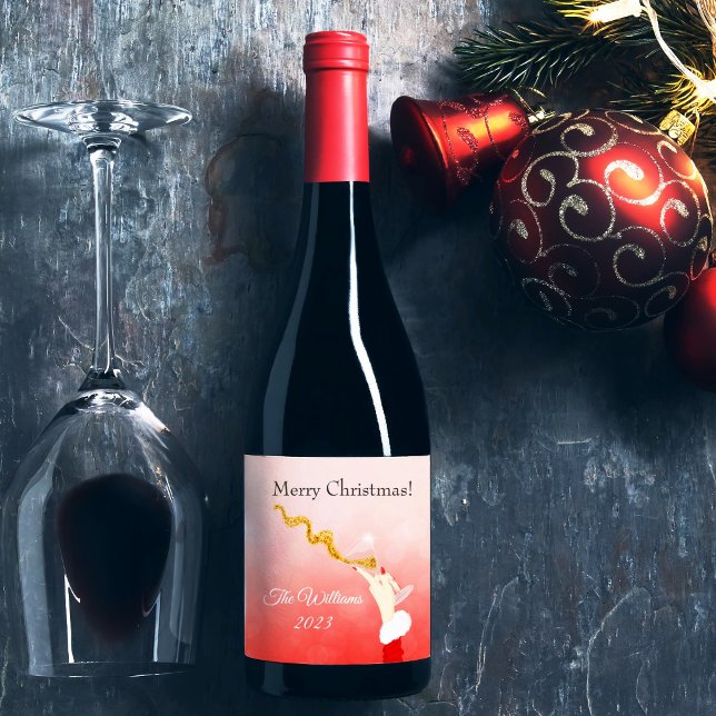 Martini Glass Spilling jul Glitter Party Vinflaska Etikett (Skapare uppladdad)