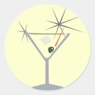 Martini Glass Stickers Runt Klistermärke