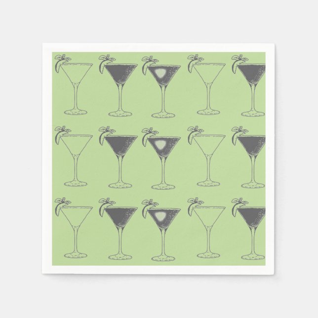 Martini Glasses Sketch Pappersservett (Framsidan)