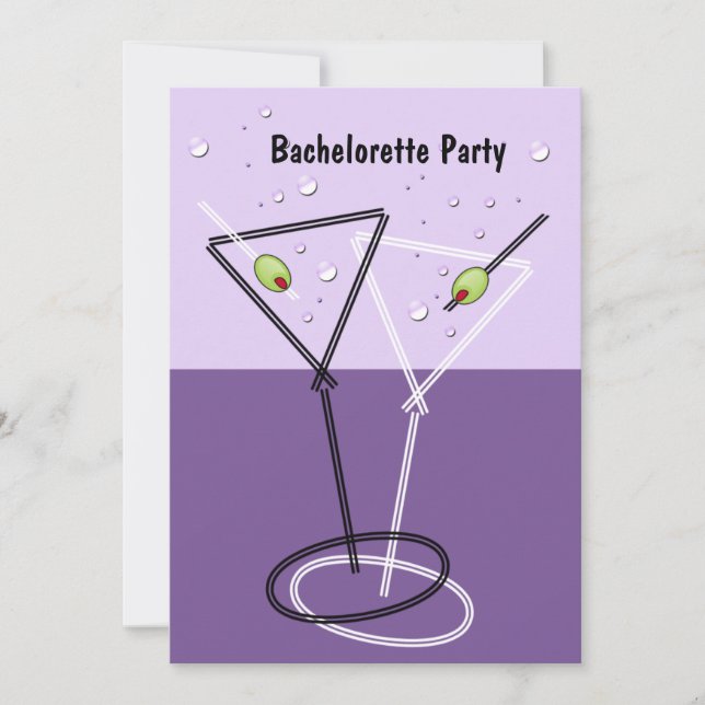 Martini Lila Bachelorette Party-inbjudningar Inbjudningar (Framsida)
