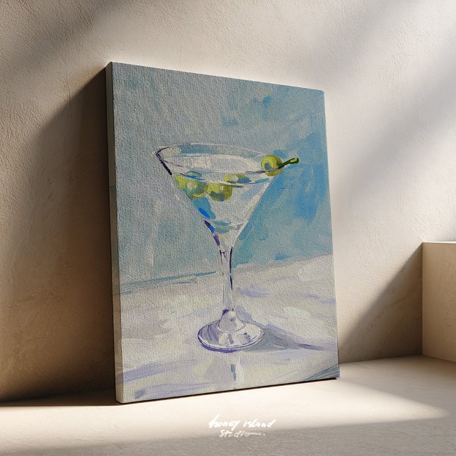 Martini Målarduk Canvastryck (martini art, cocktail decor, bar wall art, drink painting, retro style, modern chic, glam wall art, )