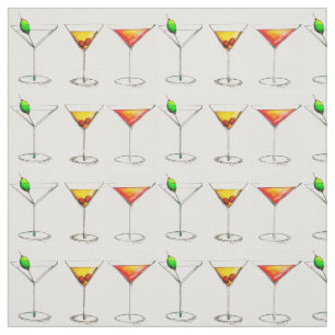 Martini, Manhattan, Cosmo Cocktails Fabric Tyg