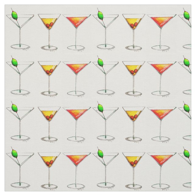 Martini, Manhattan, Cosmo Cocktails Fabric Tyg (Provkarta)