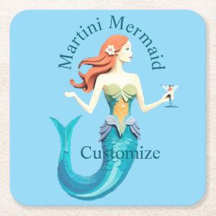 Martini Mermaid Thunder_Cove Underlägg Papper Kvadrat