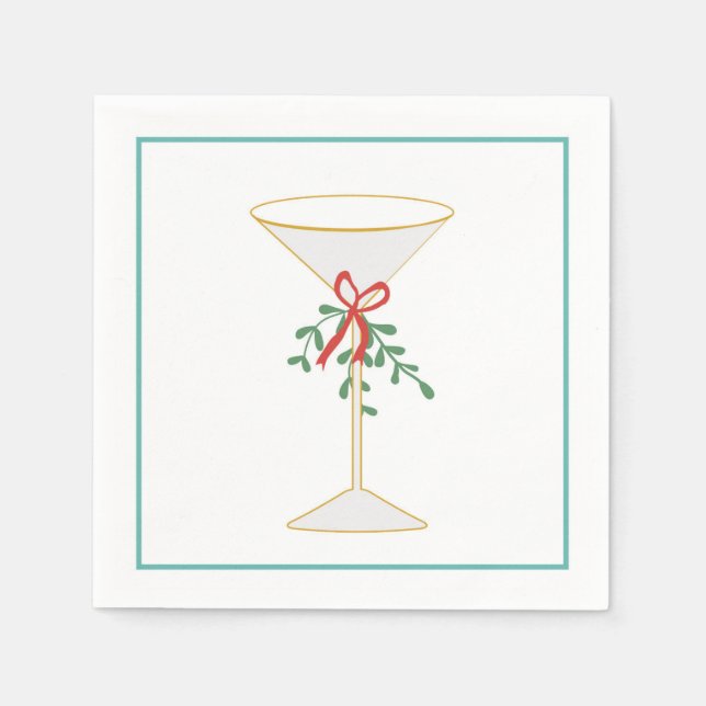 Martini & Mistletoe Cocktail Napkin Pappersservett (Framsidan)