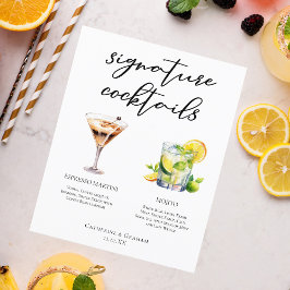 Martini Mojito Namnteckning Cocktails Bröllop Menu