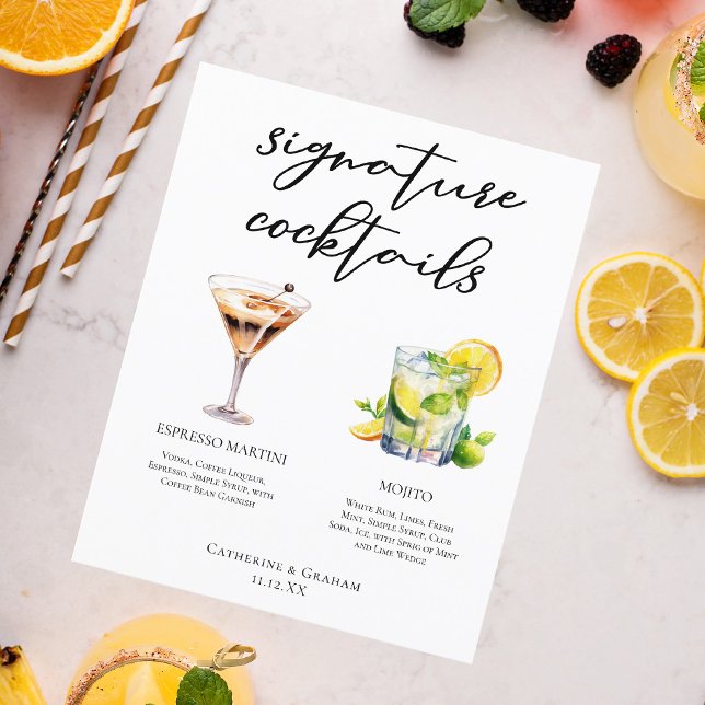 Martini Mojito Namnteckning Cocktails Bröllop Menu (Skapare uppladdad)