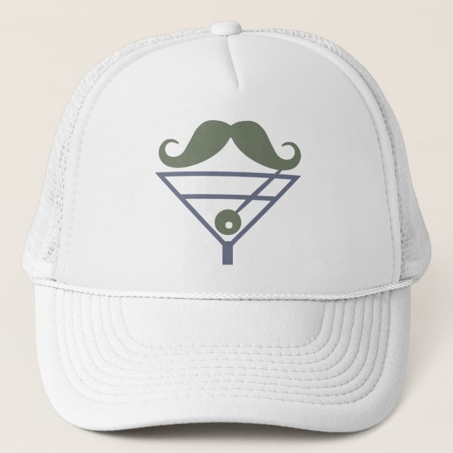 Martini Mustache hat - välj färg Truckerkeps (Framsida)