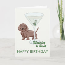 Martini och Weenies Dachshund-födelsedagskort, hun