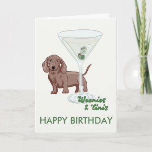Martini och Weenies Dachshund-födelsedagskort, hun Kort