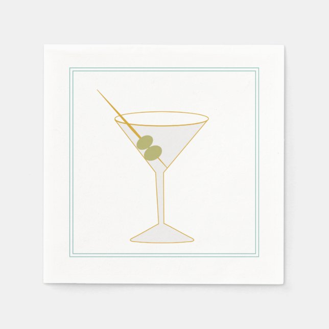 Martini & Olive Cocktail Napkin Pappersservett (Framsidan)