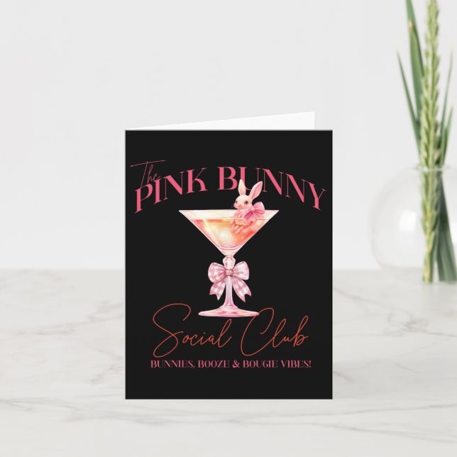 Martini Påsk Rosa Bunny Svan Social Klubb Lycklig  Kort (Framsida)