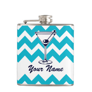 Martini Pictogram med Blue Chevron Mönster Fickplunta