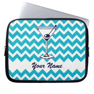 Martini Pictogram med Blue Chevron Mönster Laptop Sleeve