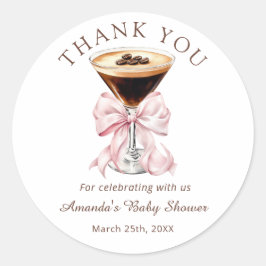 Martini Pink Baby Shower Thank you Sticker Runt Klistermärke