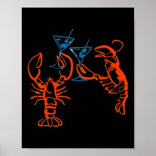 Martini Red Lobster Italiensk mat Estetisk sommar  Poster