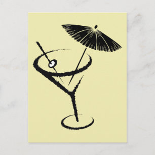 Martini ~ Retro Cocktail Drink Olive & Umbrella Vykort