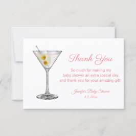 martini rosa script flicka baby shower tack tack anteckningskort