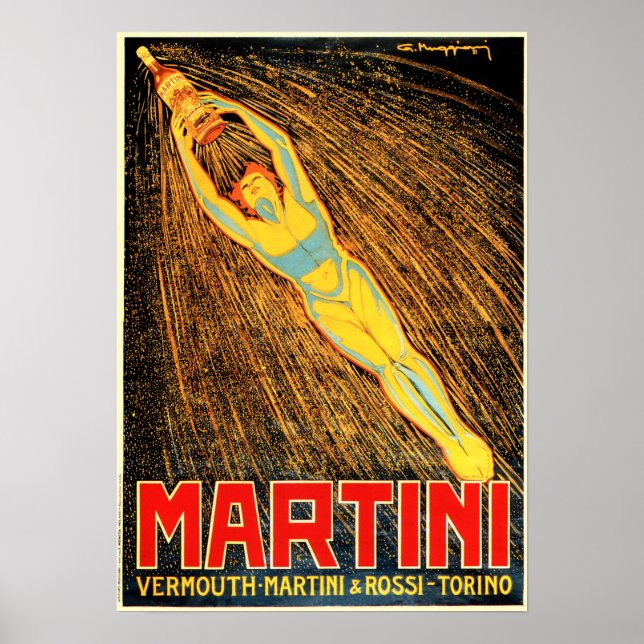 Martini & Rossi Vintage italiensk Vermouth Liqueur Poster (Framsidan)