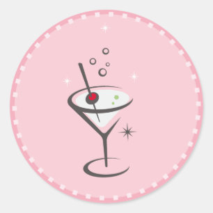 martini runt klistermärke