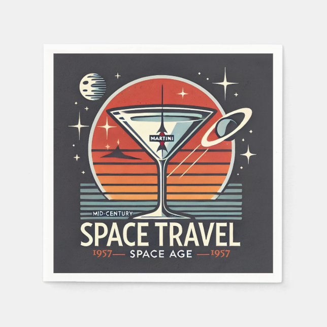 Martini Rymdresor 1957 Space Age-logotyp Pappersservett (Framsidan)