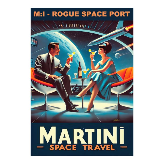 Martini Rymdresor Affisch Oseriöst Rymdhamn Fototryck (Framsidan)