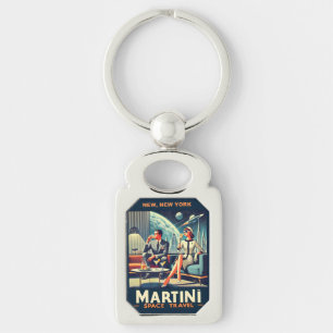 Martini Rymdresor Posters Nya, New York Rektangulärt Silverfärgad Nyckelring