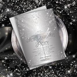 Martini Silver Glitter Nyårsafton Party Inbjudningar